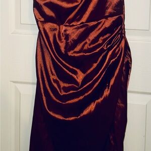 Elegant Satin Copper Dress